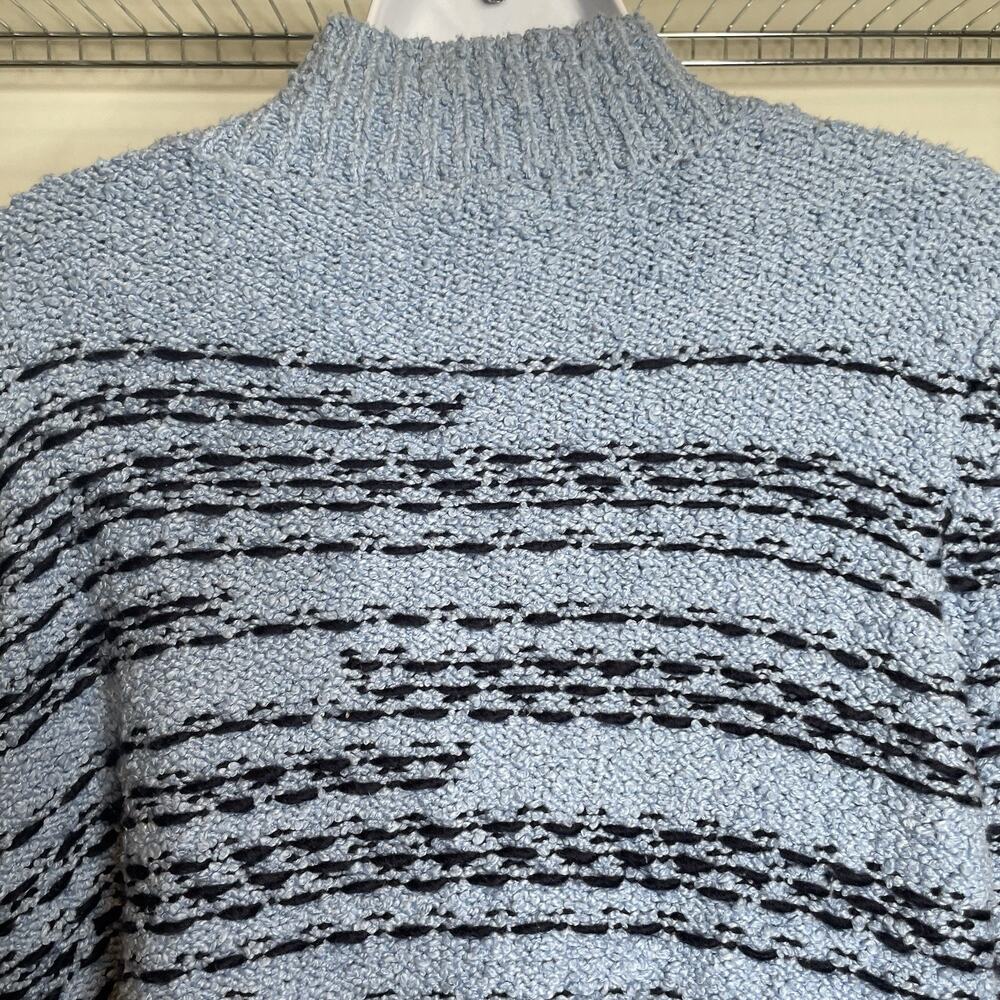 Susan Graver Womens Blue Striped Mock Turtleneck Sweater‎ Size 1X Slouchy Casual - Picture 12 of 12